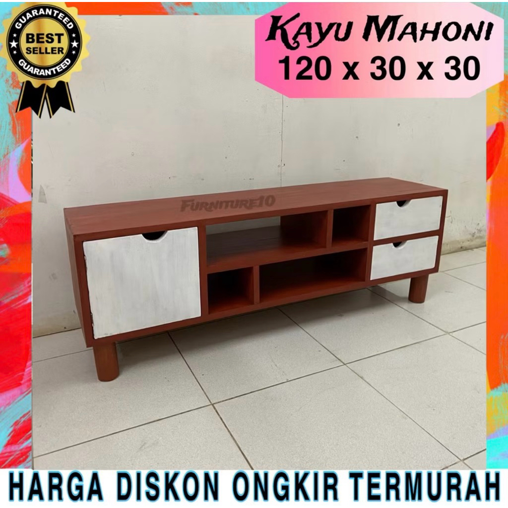 [Ready Stock] Meja TV Modern Kualitas Kayu Mahoni 120cm