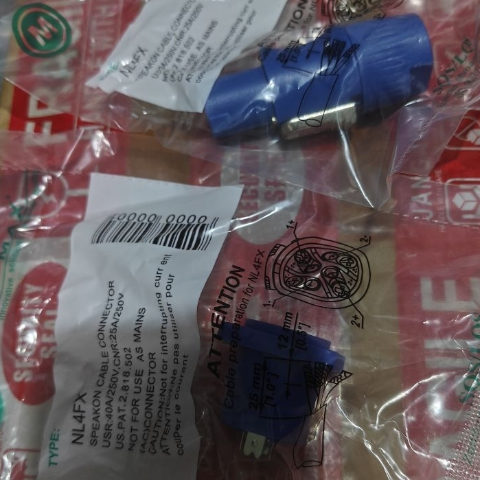 1set Jack speakon biru max +soket speakon biru max original produk