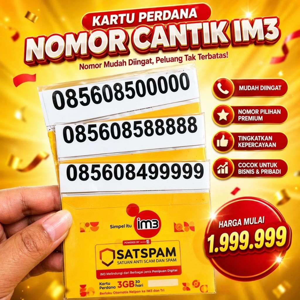 Nomor Cantik Panca 88888 panca 99999 Panca 00000 indosat 5g nomor perdana cantik nomor murah nomor s
