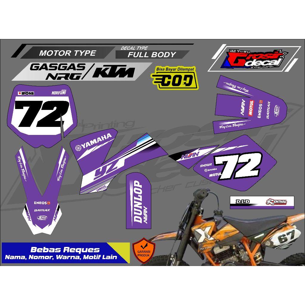 Sticker Stiker Mini Trail NRG 50cc Gazgas 50cc TRX 50cc KTM 50cc Full Body Free Custom