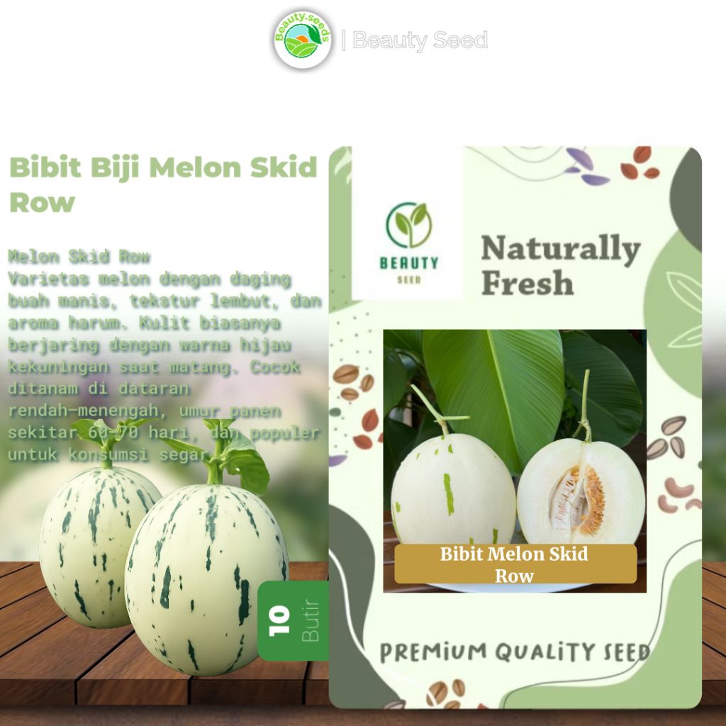 10 Butir Benih Biji Melon Skid Row F1 - Benih Biji Melon Skid Row F1 Hybrid Kemasan Repack