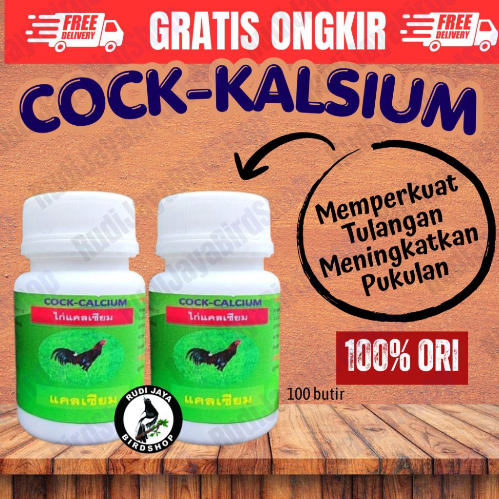 COCK CALCIUM 100 BUTIR TABLET KALSIUM TAMBAHAN UNTUK AYAM ADUAN UNGGAS BEBEK ITIK AYAM PETELUR