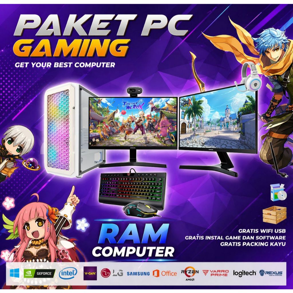 PC GAMING FULLSET SIAP STREAMING RAM 16GB SSD 128GB HDD 1TB - PC SIAP STREAMING - PC FULLSET SIAP PA