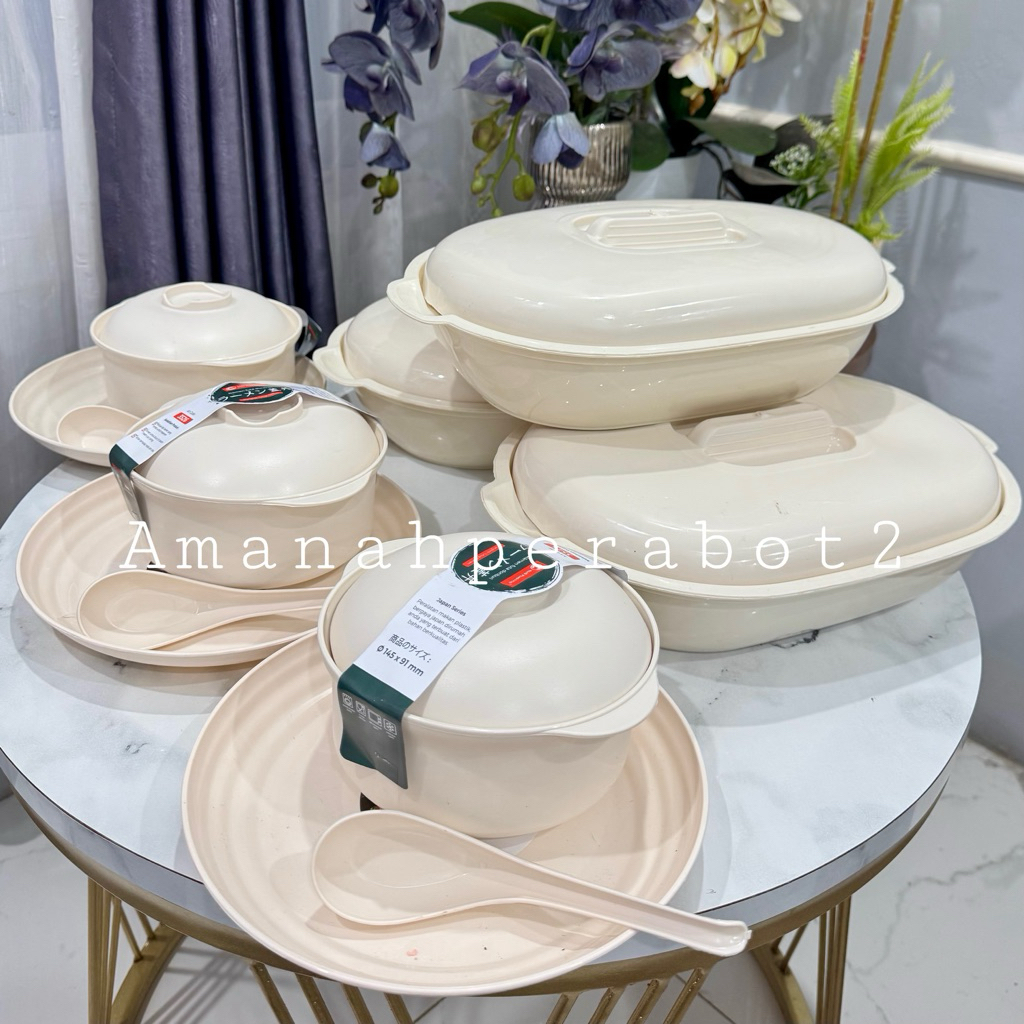 12pcs Wadah Sayur Set+Tutup Basi Marjan Clio Oval Jumbo Tebal Baskom Sayur + Tutup Aestetic