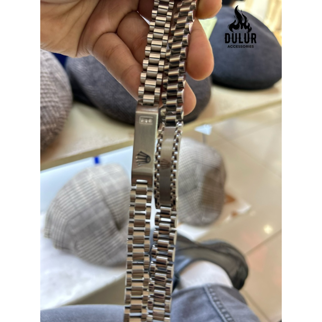 Gelang Rolex Titanium Warna Silver Pria Wanita Elegan Minimalis