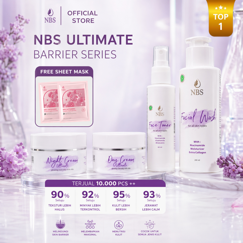 [BELI SEKARANG GRATIS SHEET MASK] NBS Paket Skincare Ultimate Mencerahkan Memudarkan Flek 3 Hari Glo