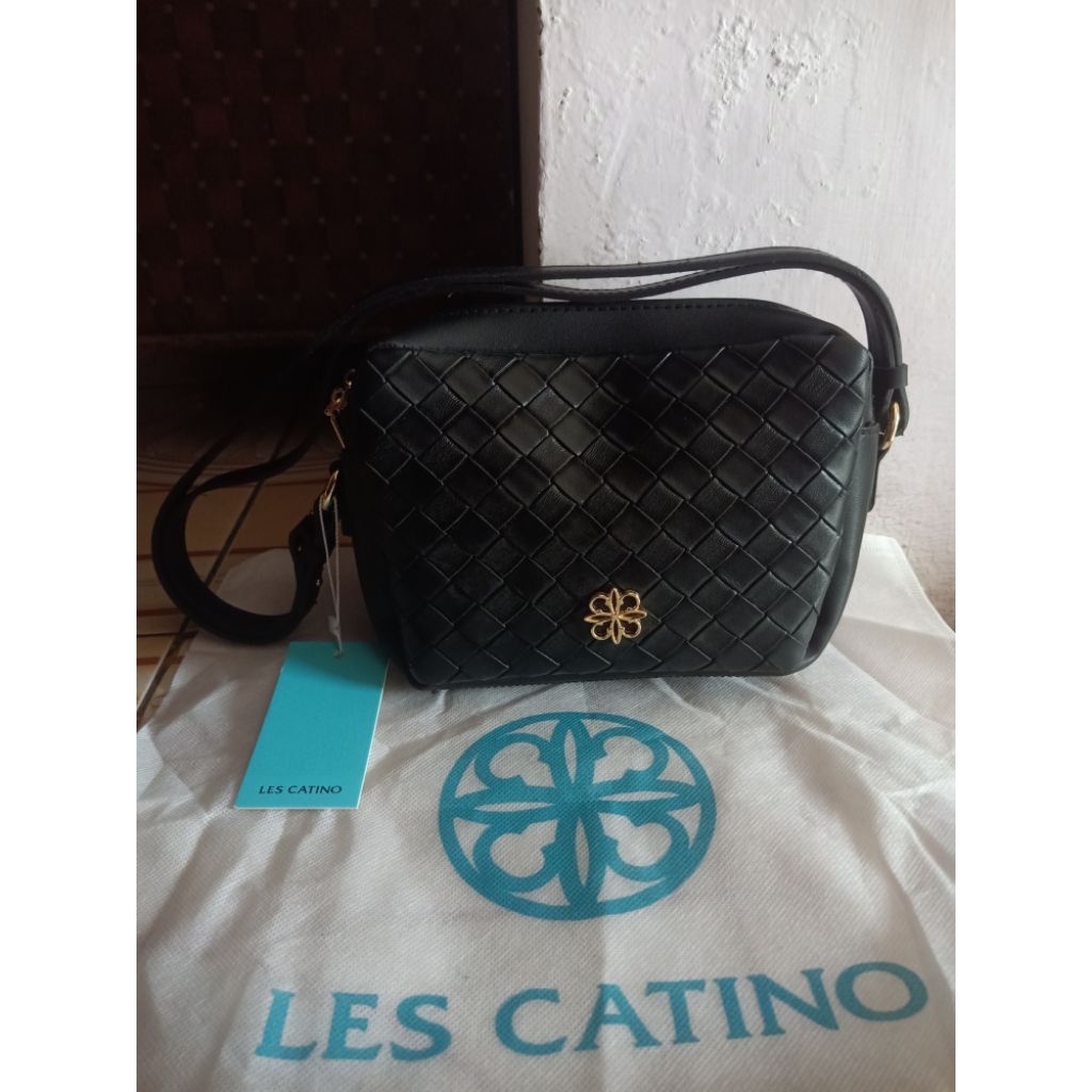 Tas selempang les catino stiky braided hitam  BARU