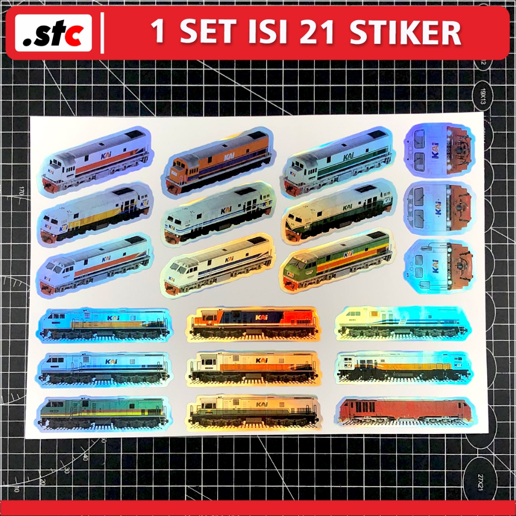 (isi 21) Sticker Kereta Indonesia Lokomotif KAI Hologram Berkilau | Sticker TCI Stiker fans Kereta
