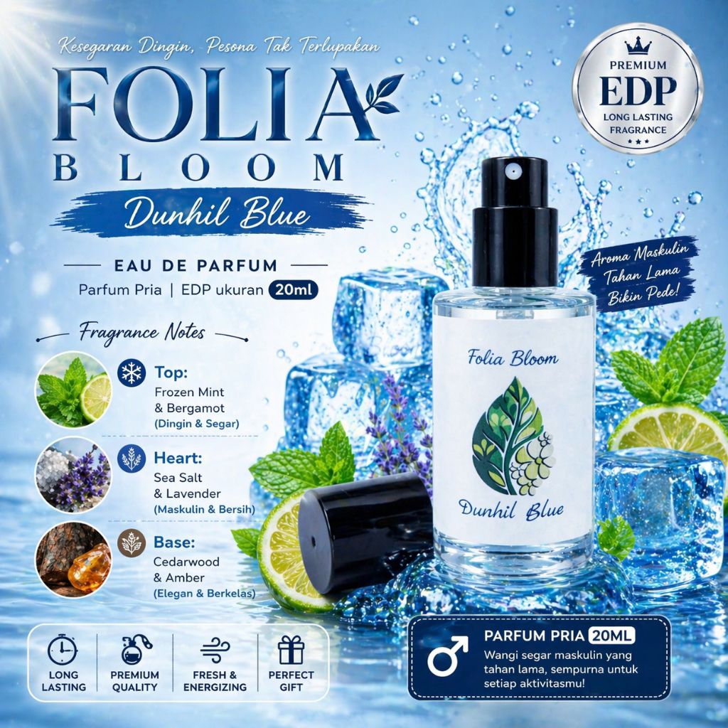 Dunhill Blue | Parfum Pria Tahan Lama | Parfum Cool & Fresh - Folia Bloom 20ml [EDP]Parfum Murah | P
