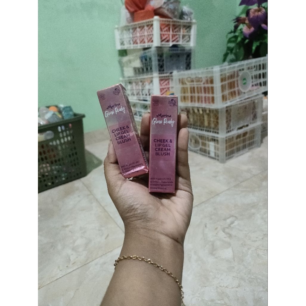 Marina Glow Ready Cheek & Lip Gel Cream Blush - Blush On & Lipstik 2-in-1 BPOM RIJEK