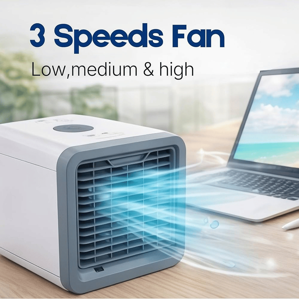 (NEW) Taffware HUMI Arctic Air Cooler Mini Fan AC LED Kipas Angin Pendingin Penyejuk 550ml AA-MC4