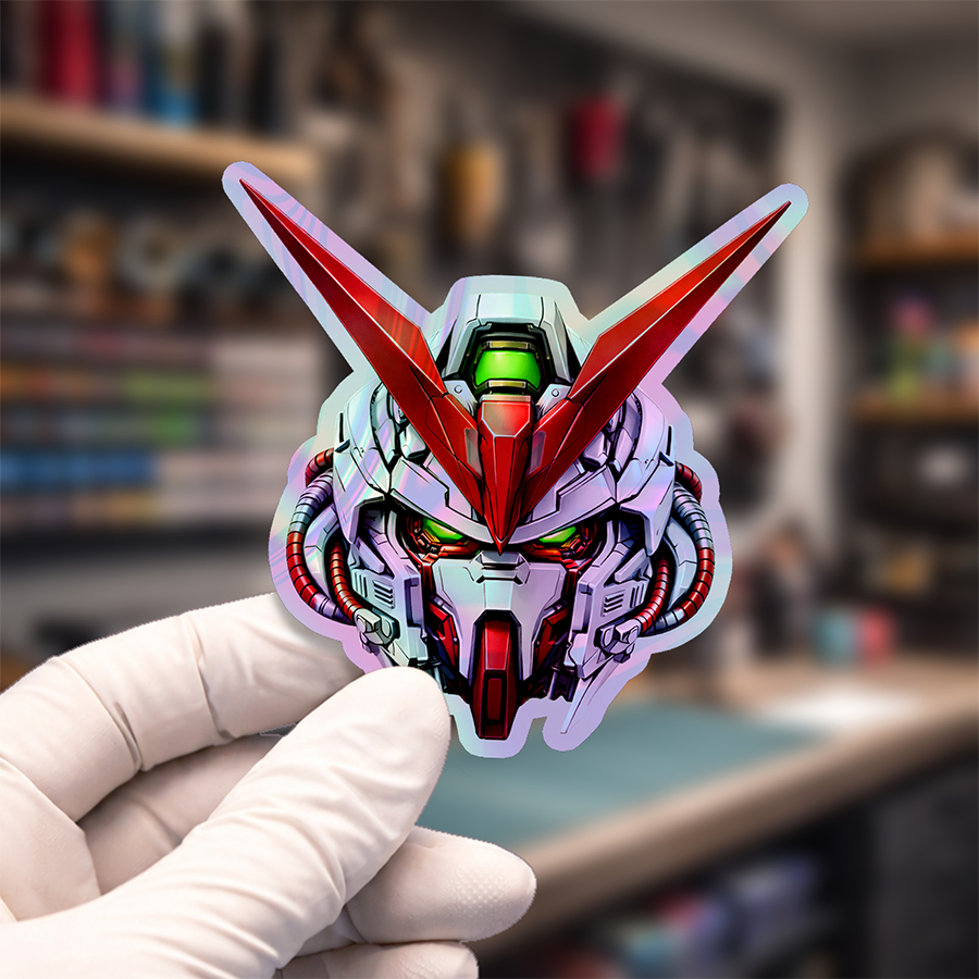 Stiker Hologram Anime Gundam | Gundam Astray Red Frame Head