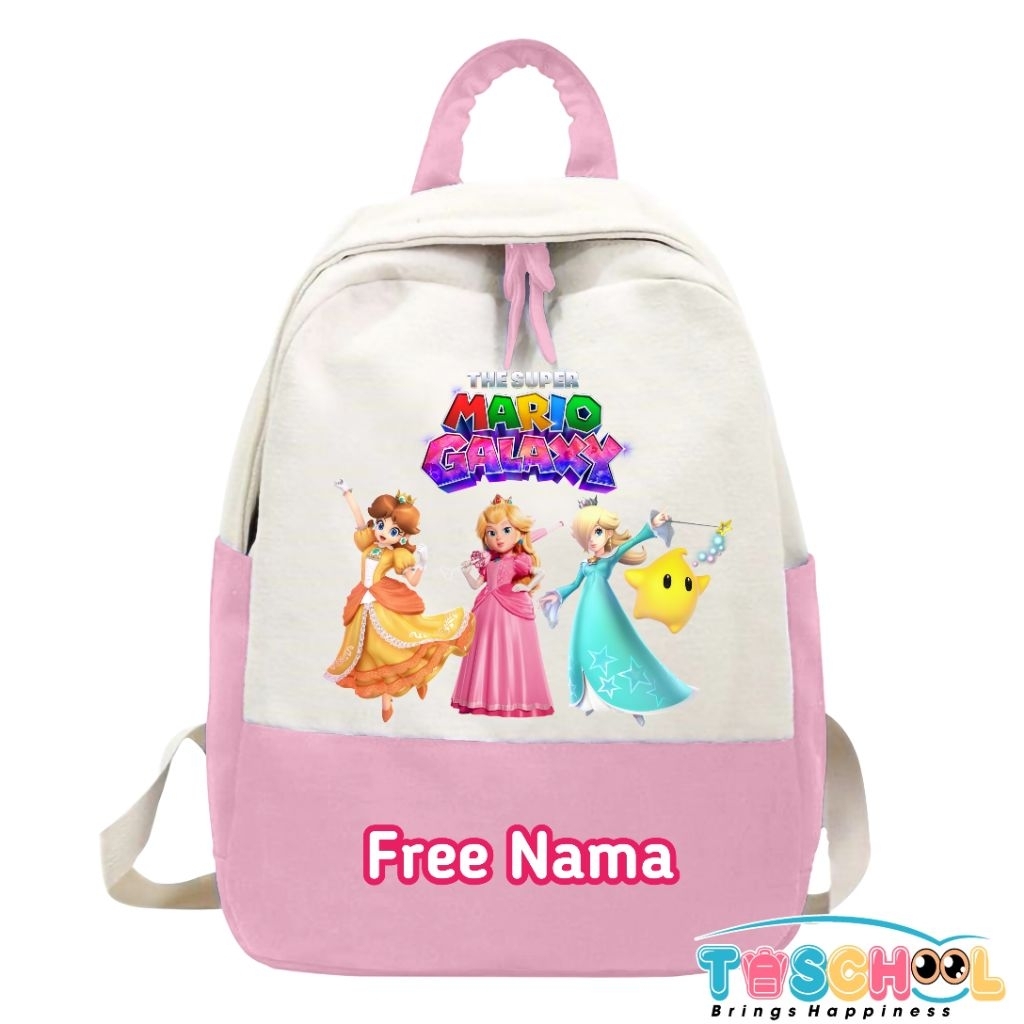 TAS RANSEL ANAK KARAKTER PRINCESS PEACH PRINCESS DAISY ROSALINA LUMA THE SUPER MARIO GALAXY FREE NAM