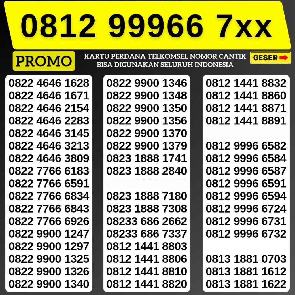 Nomor Cantik Telkomsel Panca Super 9996 Kartu Perdana Telkomsel Tsel Red Telkomsel 4g 5g Telkomsel 1