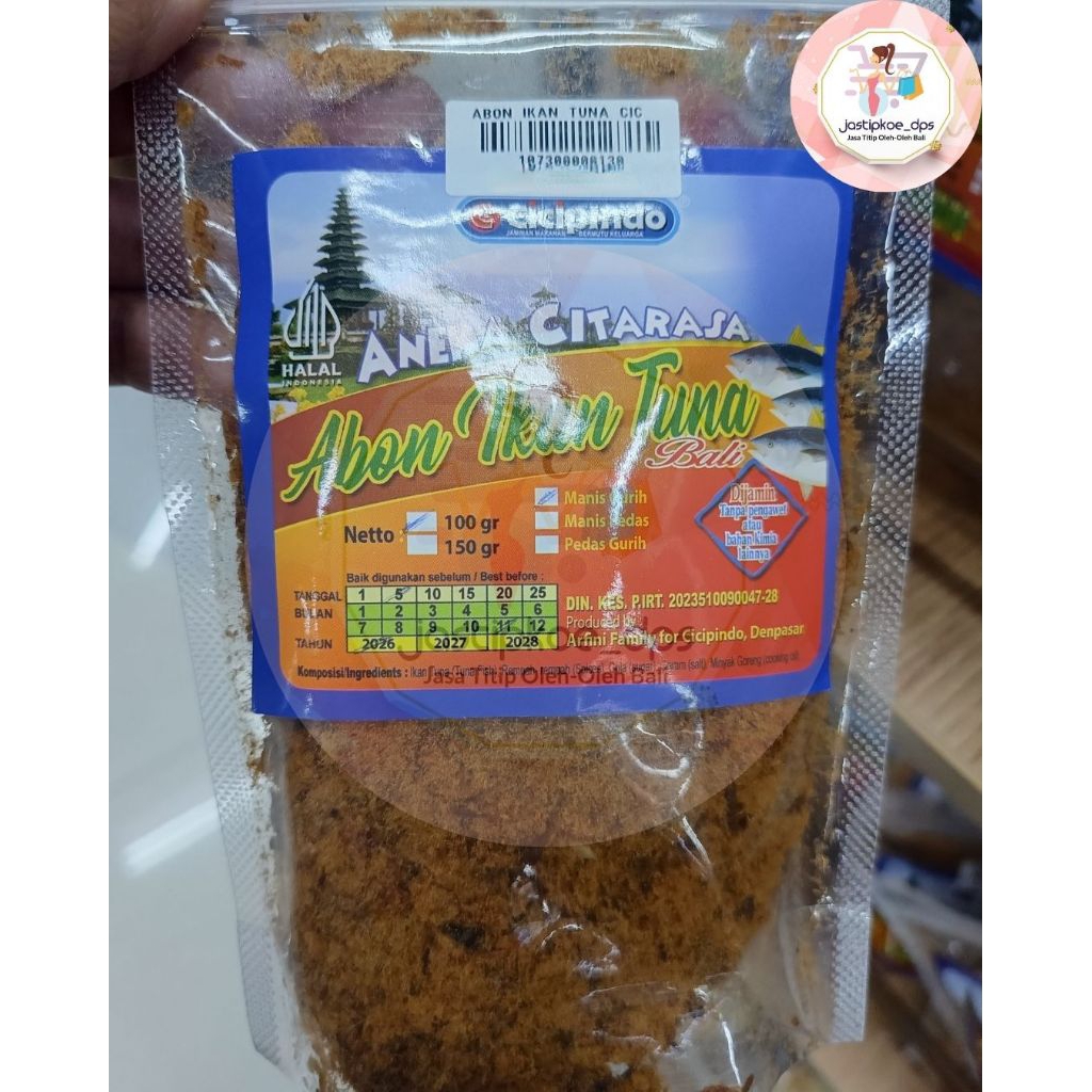 ABON IKAN TUNA CICIPINDO 100gr ASLI KHAS BALI + BUBBLE WRAP