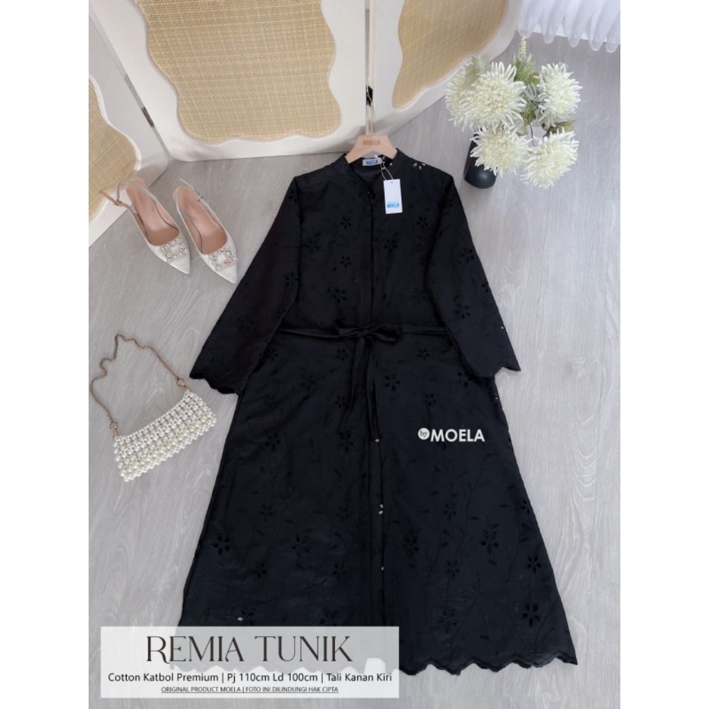 Remia Tunik by Moela / Tunic Katun Katbol Premium Tali Lepas Pasang Elegan Style