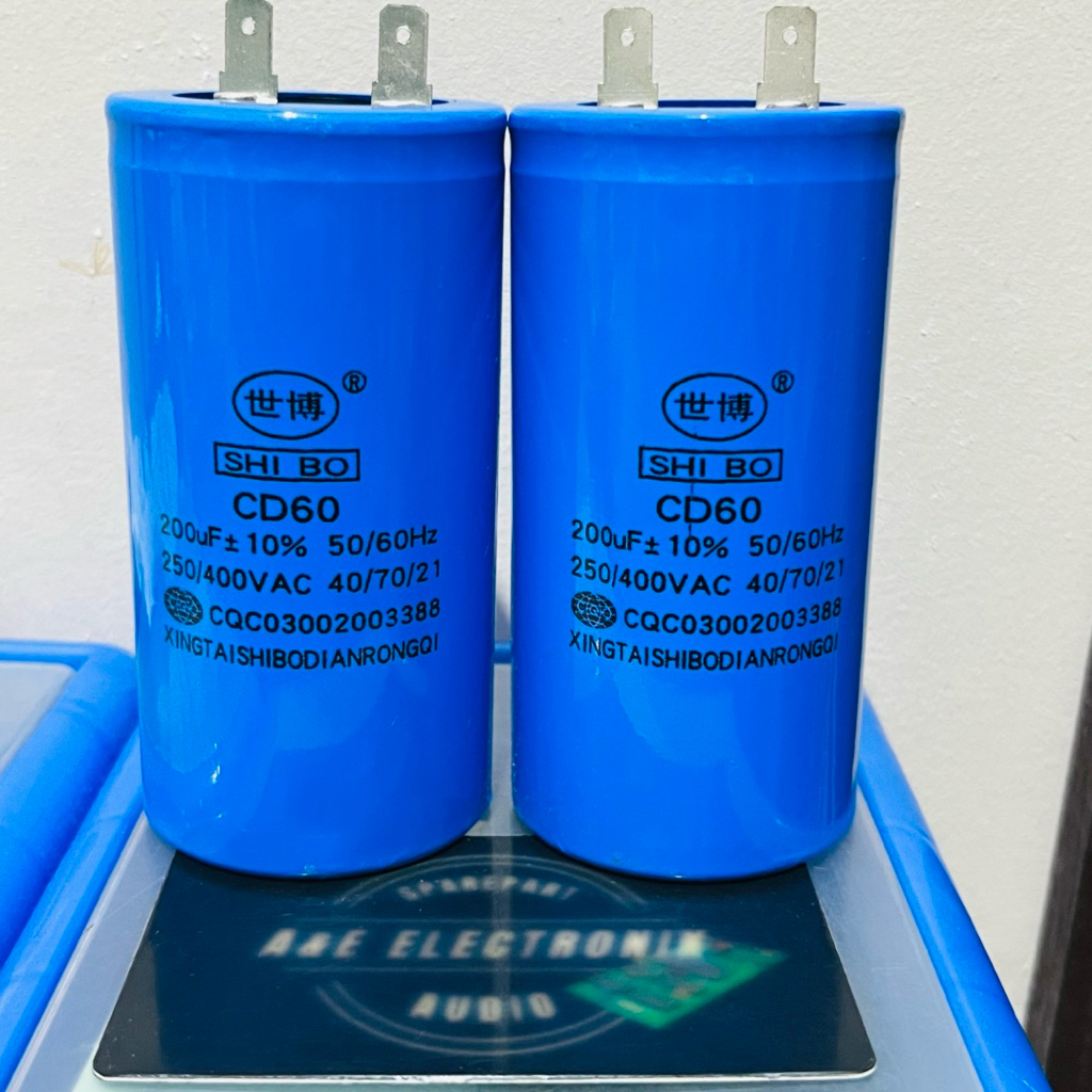 KAPASITOR MESIN 200uf  250/400v / KAPASITOR BULAT 200uf 250V / CAPSITOR  MESIN 200Uf 400V CD60