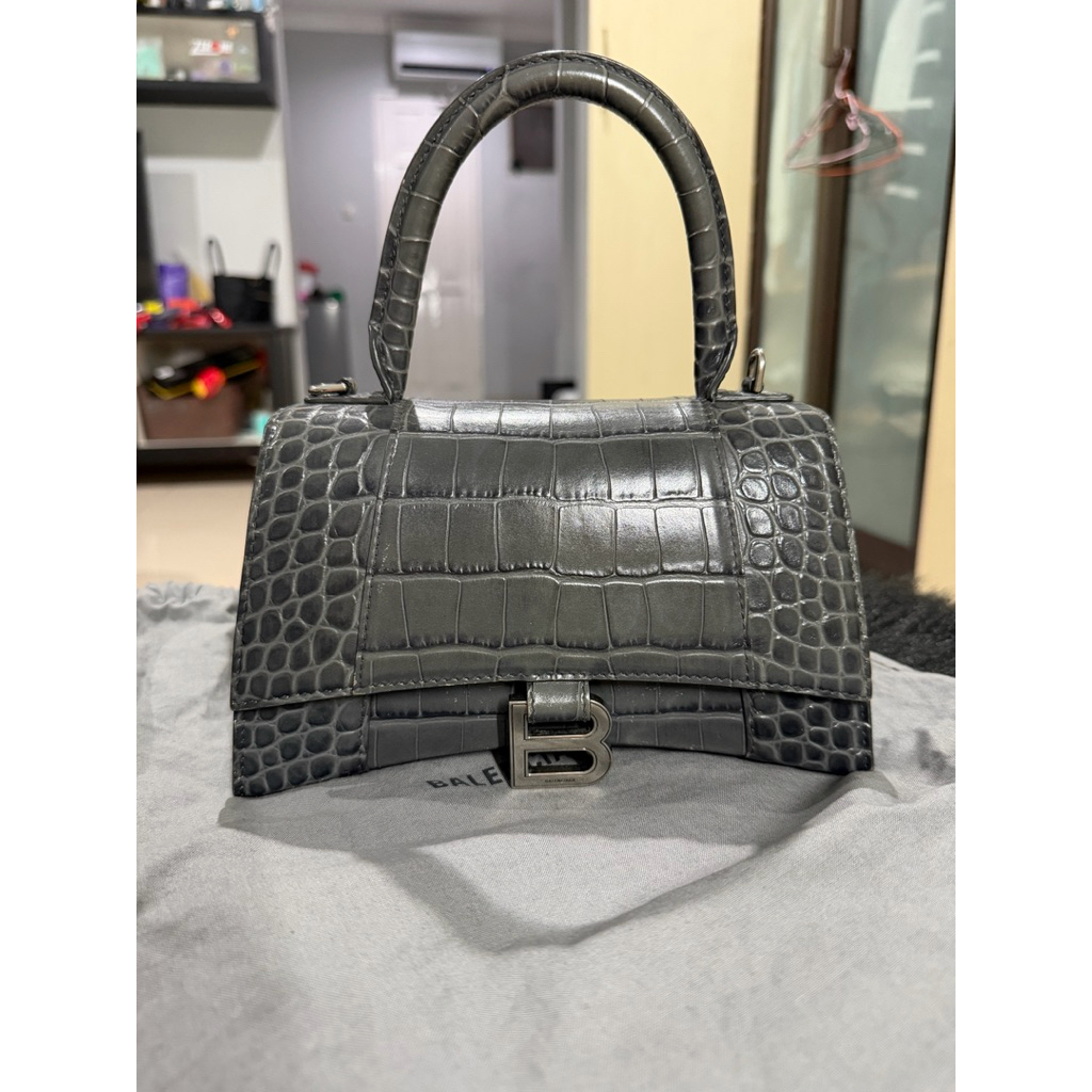 Balenciaga hourglass croco grey small