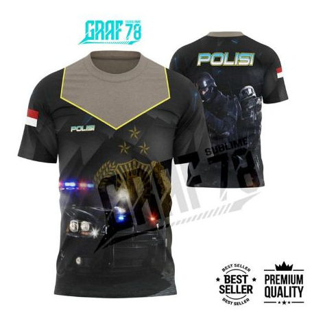 Kaos Polisi Pria Premium Jersey Dryfit Fullprint – Baju Tactical Keren Anti Gerah, Fashion Sporty Po