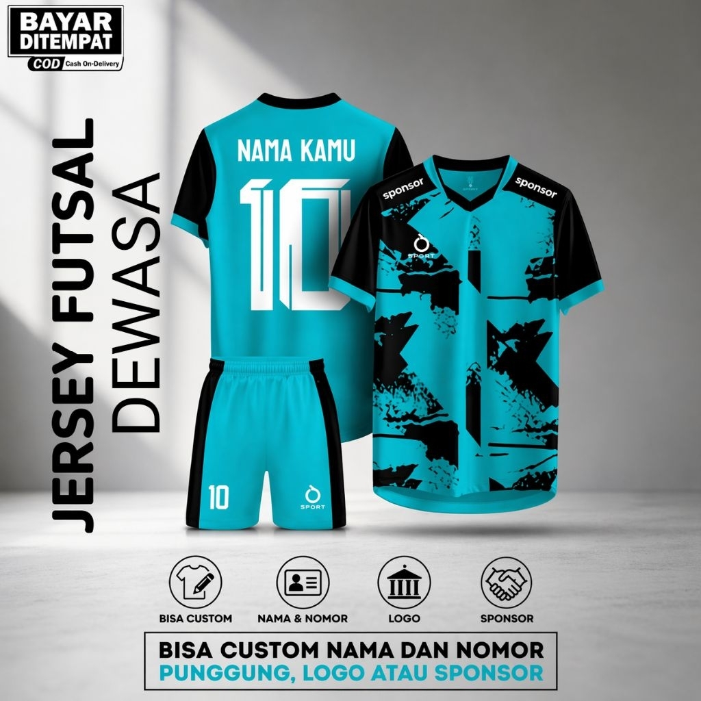 BAJU KAOS JERSEY SEPAKBOLA FUTSAL FREE CUSTOM NAMA+NOMOR