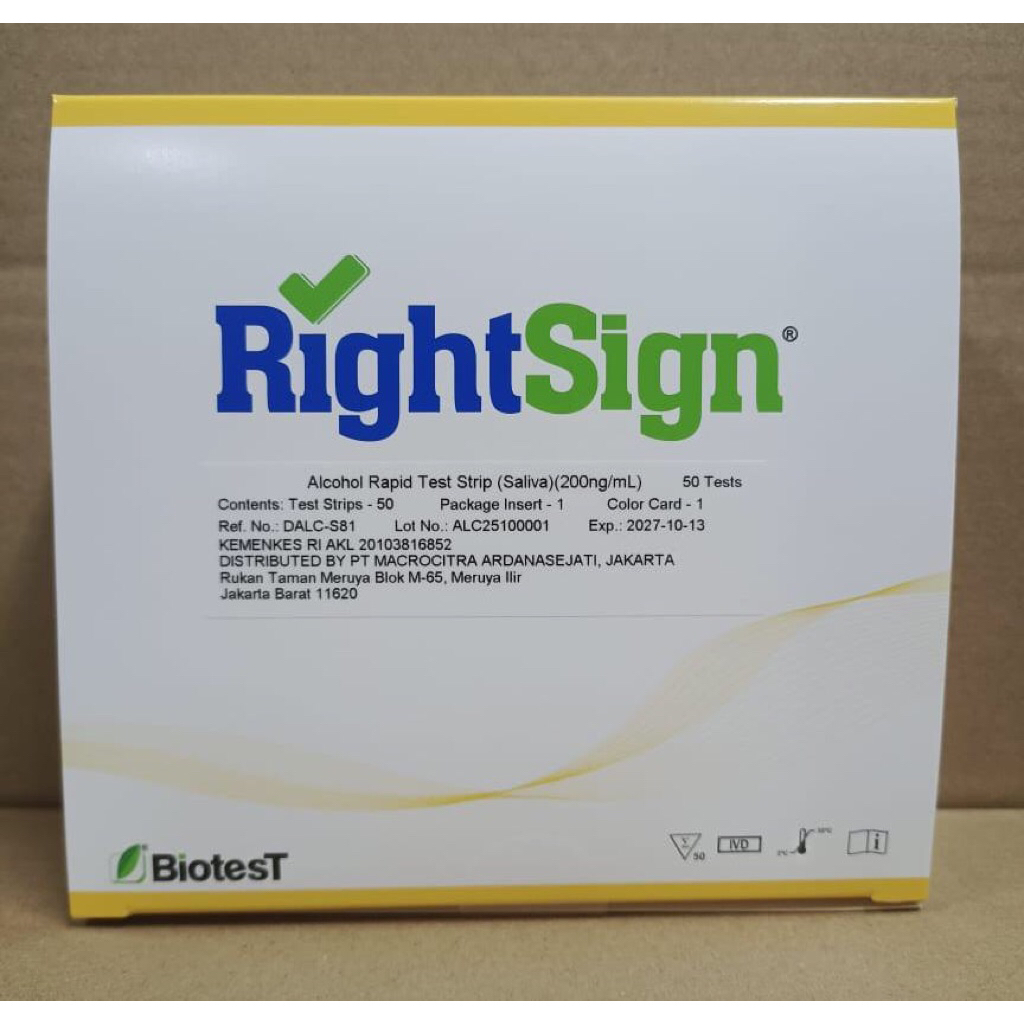 Rapid test Alcohol Saliva Righsign isi 50 test