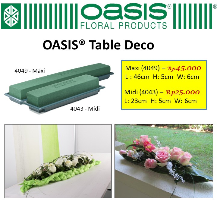 OASIS Table Deco Maxi 4049 Oasis Basah Foam Bunga Asli Foam Bunga Basah dengan Tatakan Foam Bunga de