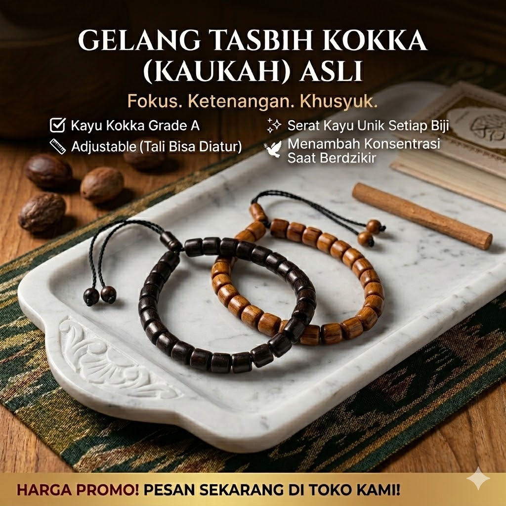 GELANG KESEHATAN KAYU KOKKA KAUKAH - GELANG KOKKA TURKI KECIL ELASTIS