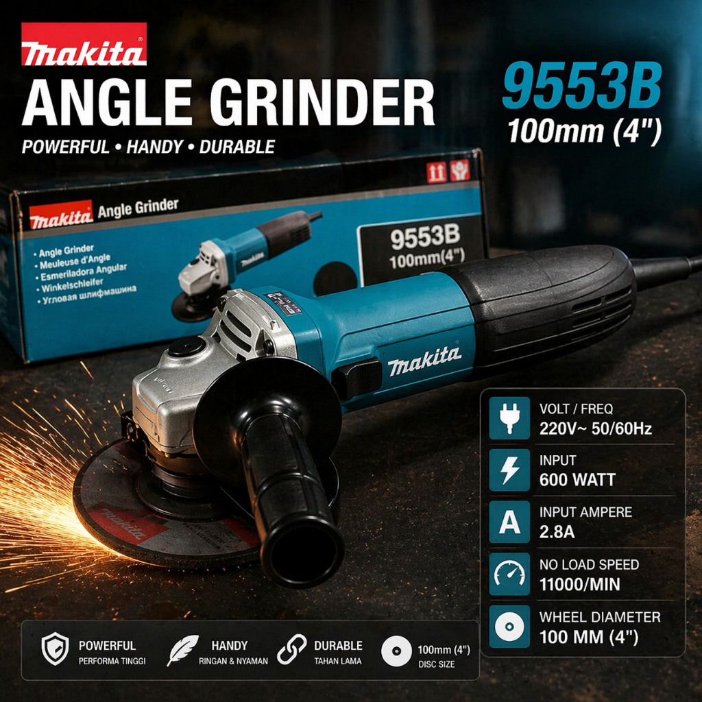Makita 9553B 9553 B Mesin Gerinda / Angle Grinder 4" - 9553B