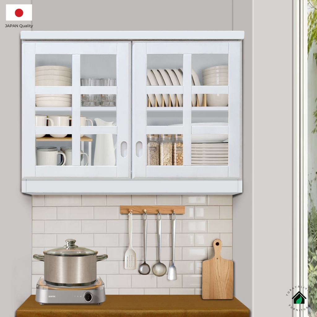Toraya - Lunara Lemari Dapur Atas 2 Pintu Kaca: Lemari Dapur/ Kitchen Cabinet/ Lemari Gantung