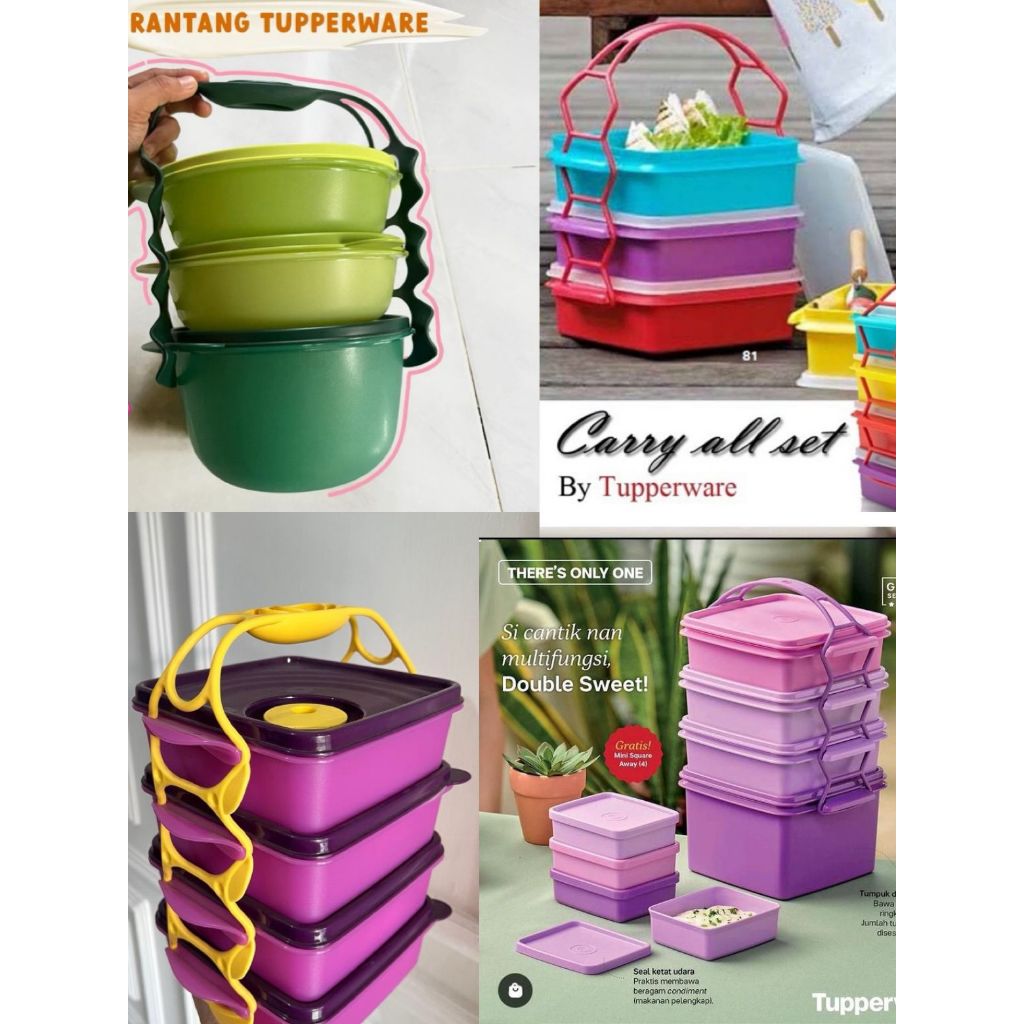 RANTANG MAKANAN TUPPERWARE CARRY ALL SET/ CARRY ALL BOWL/ SQUARE/ GOODIE BOX/ DOUBLESWEET WITH FREE 