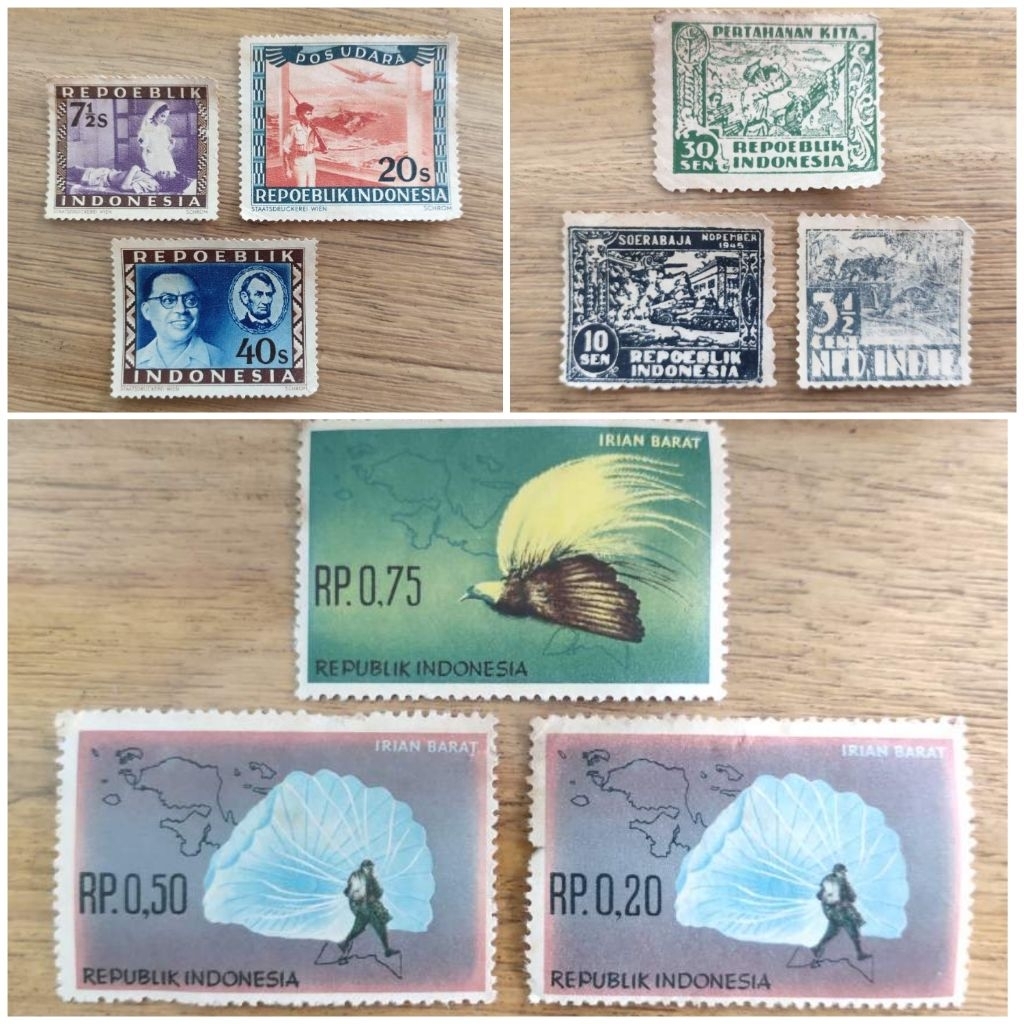 Set 9 perangko indonesia kuno