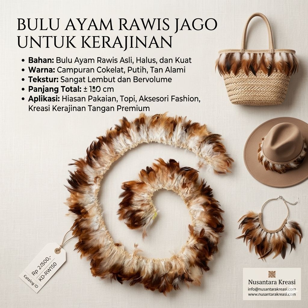 Bulu Ayam Coklat Harko 1 Meter Hiasan Kepala Adat Papua Dayak Natural