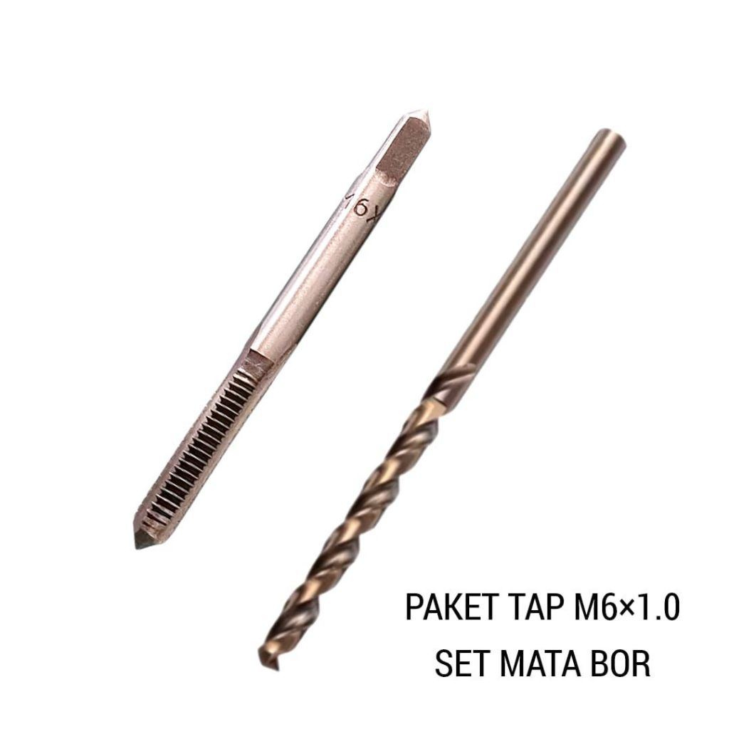 paket tap M6×1.0 set mata bor hss untuk drat baut 10