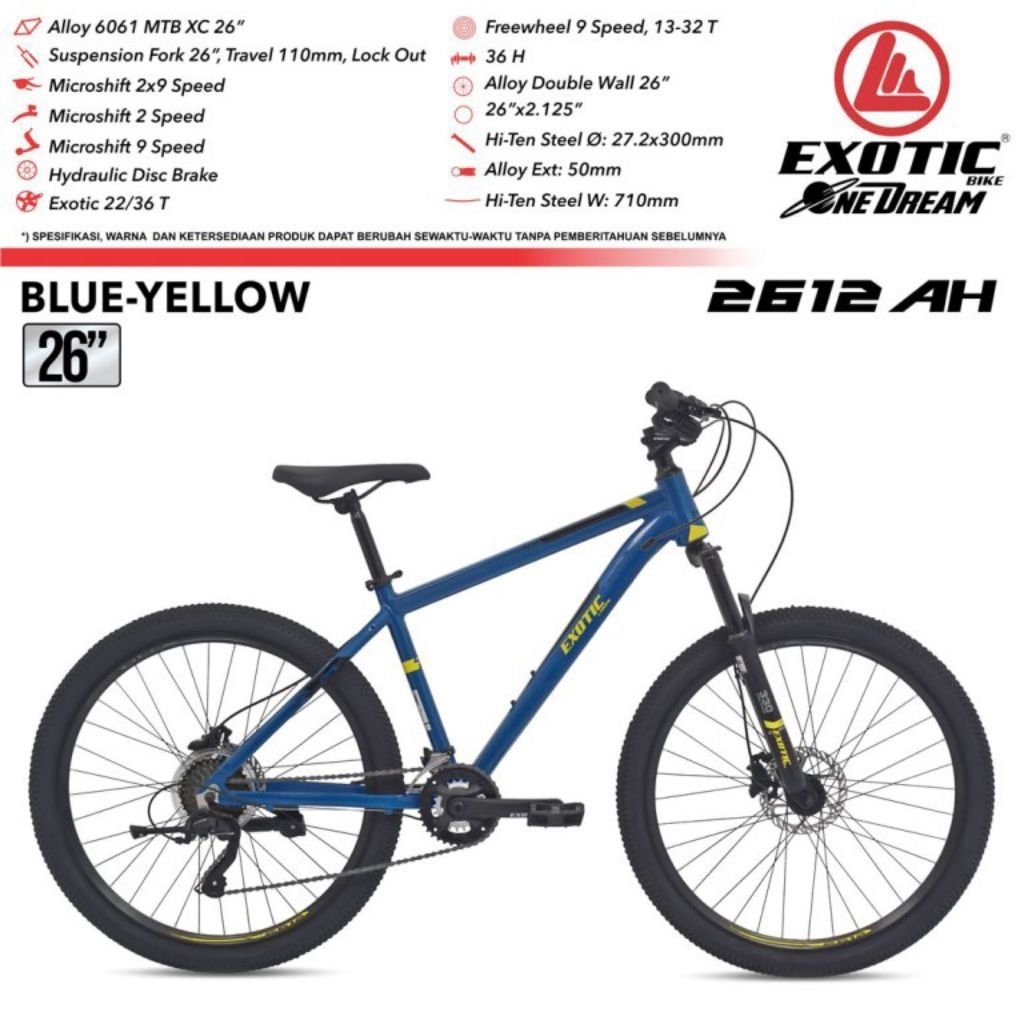 Sepeda Gunung MTB Exotic 2612 AH 26inch