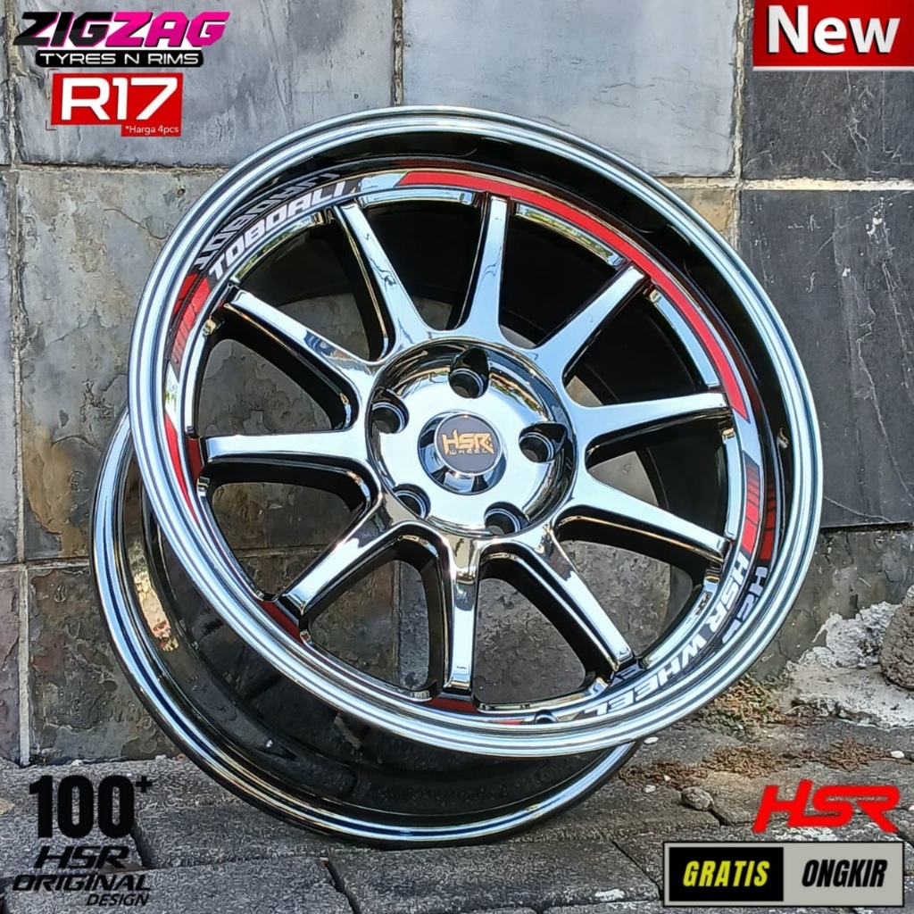 Velg Mobil Innova R17 Black Chrome Pelek Racing Ring 17 HSR Toboali Model Jdm