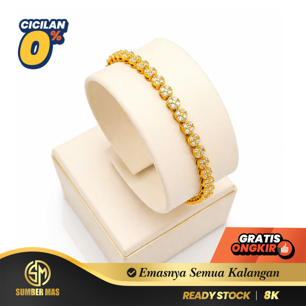 SUMBER MAS - Gelang Krepyak Emas Sircle Listring Stone Fashion 8K