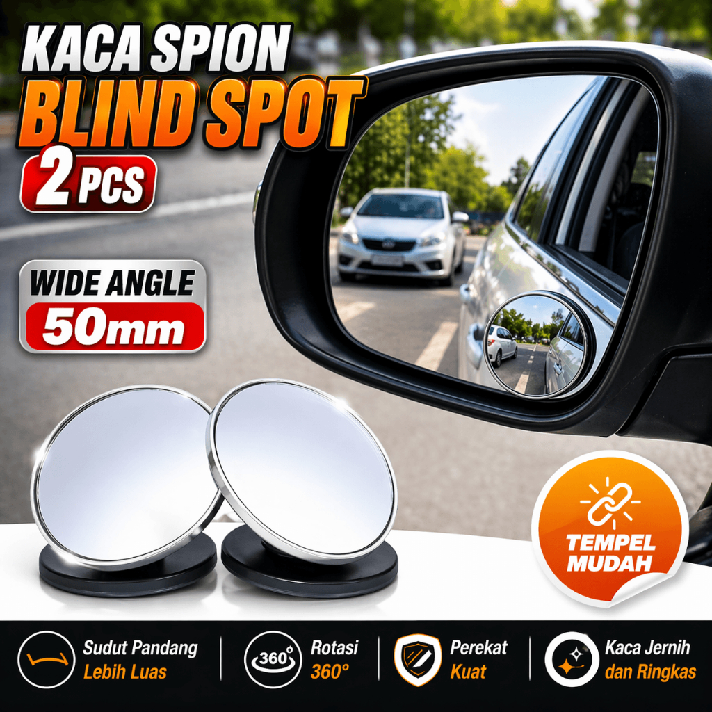 Kaca Blind Spot Mobil Kaca Cermin 360 yang Cembung Kembung Bulat Bulet Kecil Mini Tambahan Di Tempel