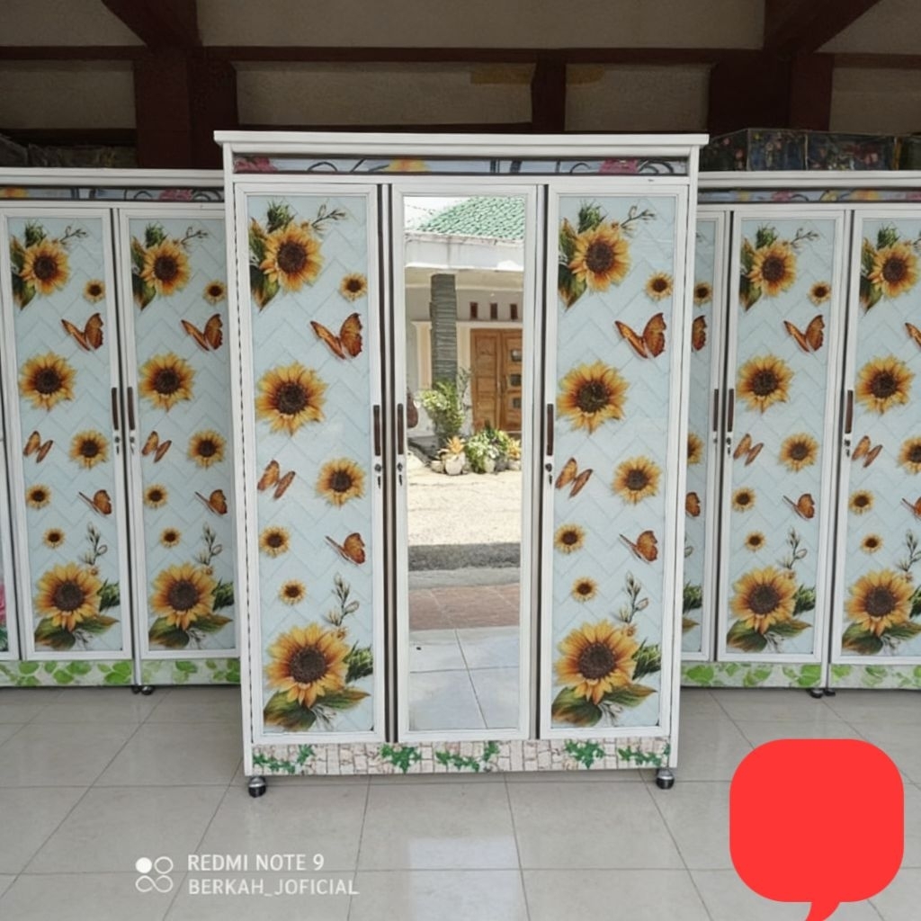 Lemari Pakaian Kaca Pintu 3 Gantung dan susun khusus kebumen