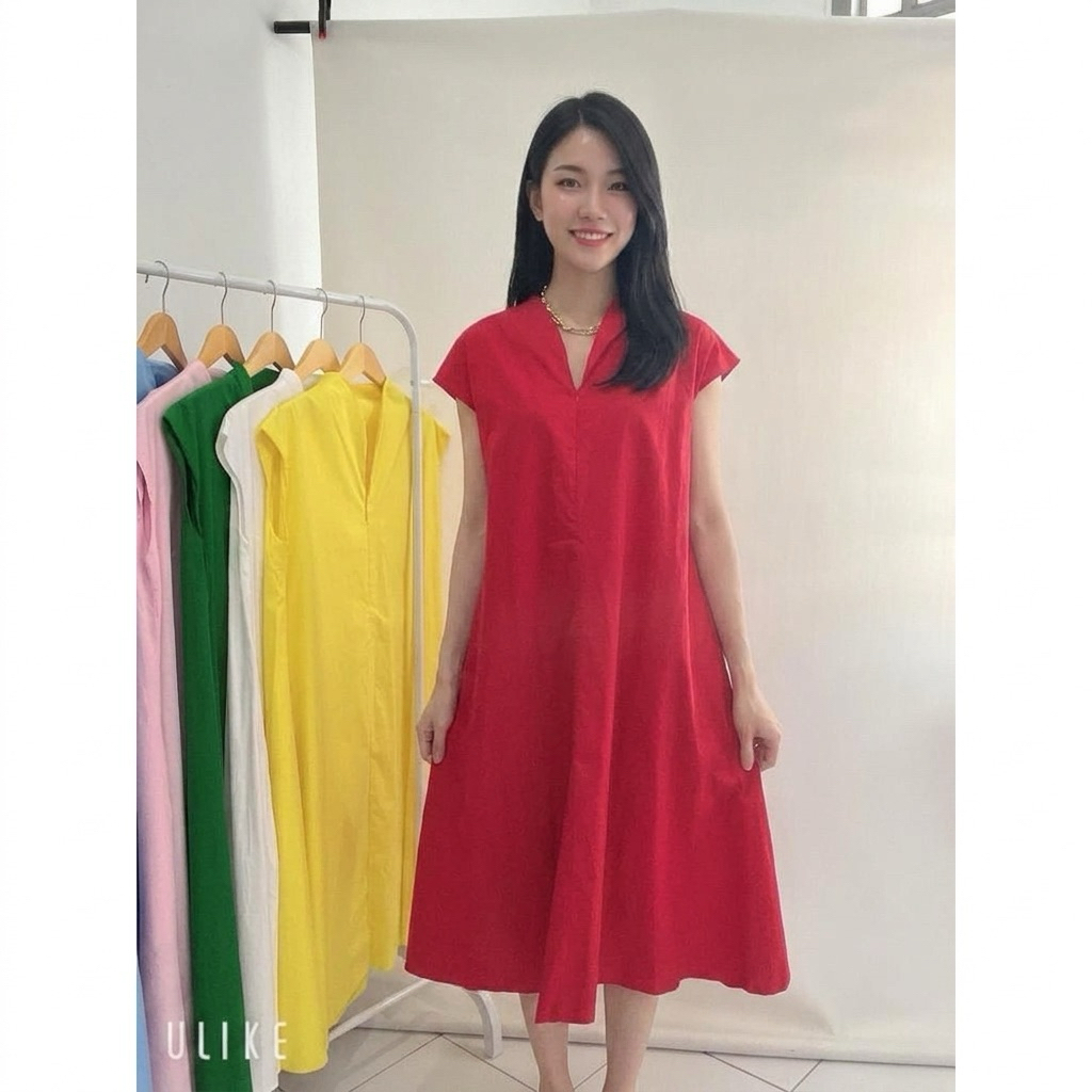 HEREH.ID - Sasa Dress Katun poplin / Dress wanita sleting katun poplin