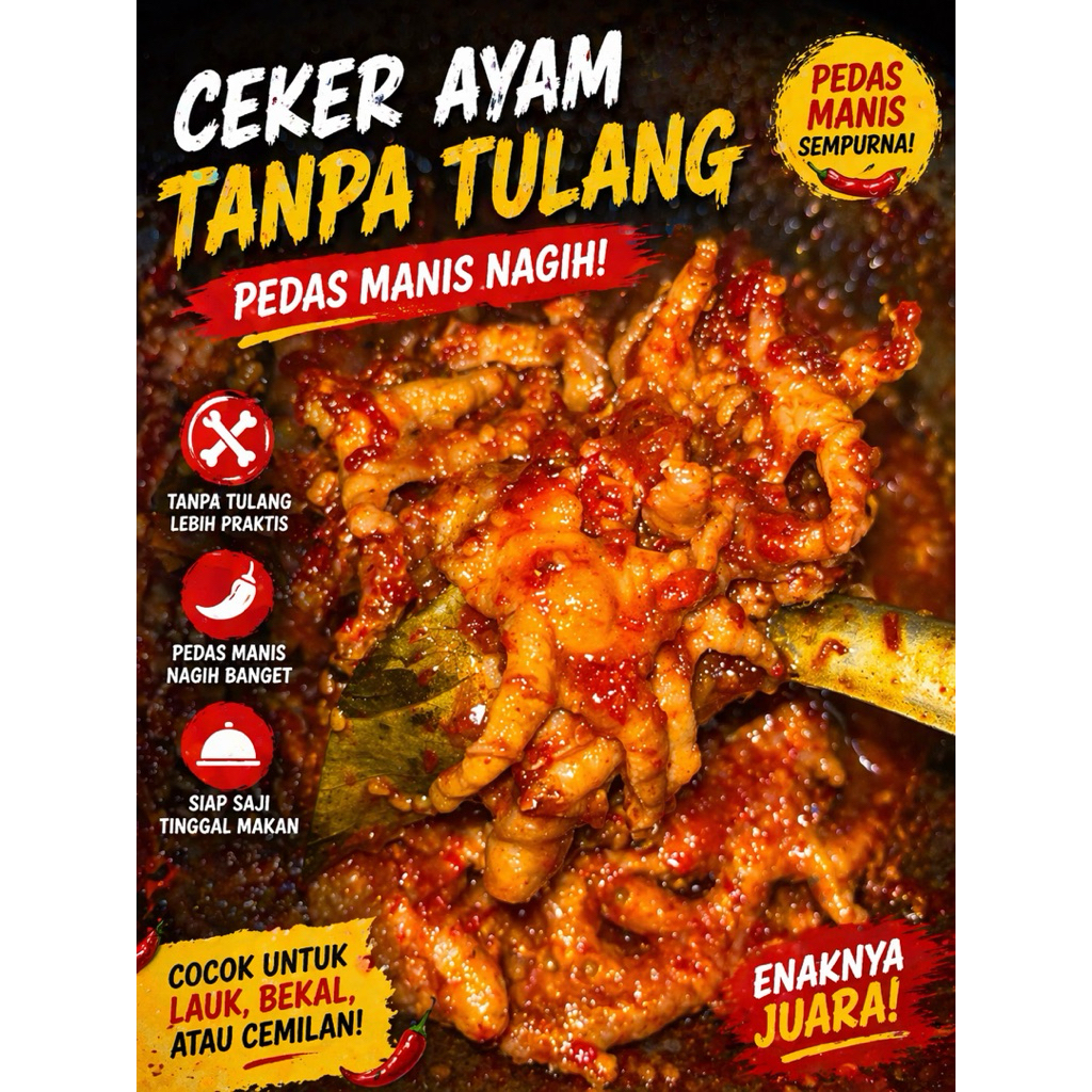 Ceker Ayam tanpa Tulang Dakbal Pedas Manis Balado Homemade