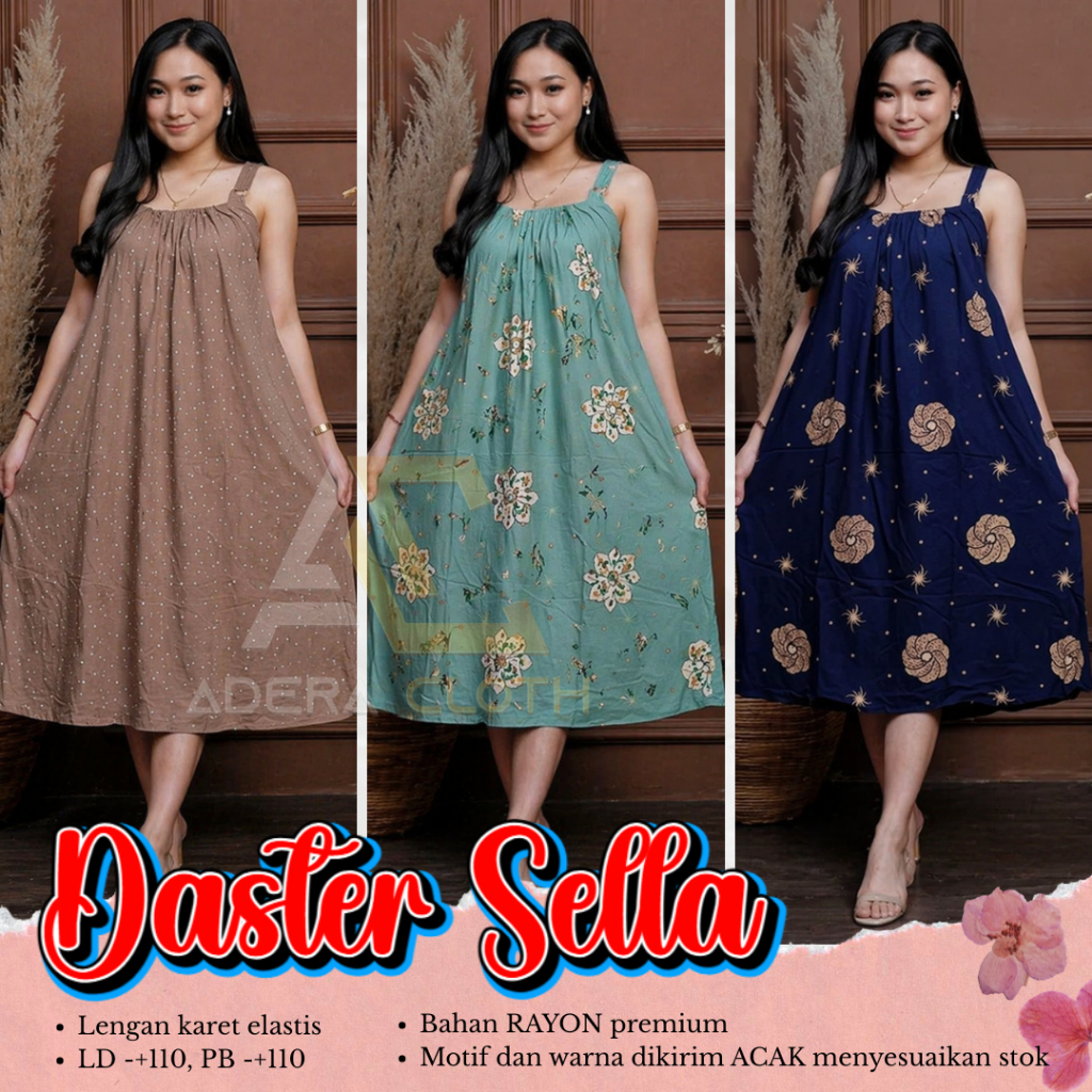 DASTER YUKENSI SELLA GONDIL - daster yukensi pendek tanpa lengan - daster rayon gondil sheila motif 