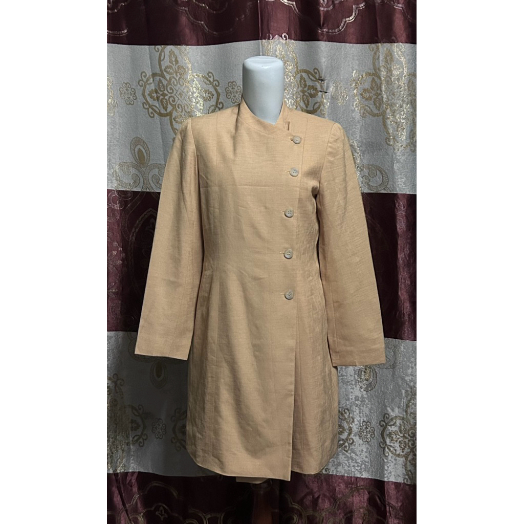 baju wanita blazer / coat full furing warna kuning kunyit model gemas