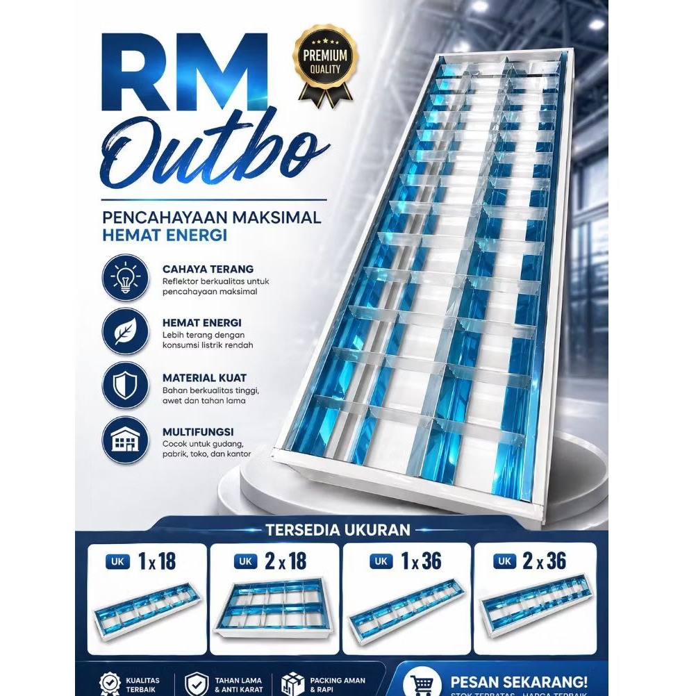 Kap lampu RM Outbo 1 x 18, 2 x 18,1 x 36,2 x 36