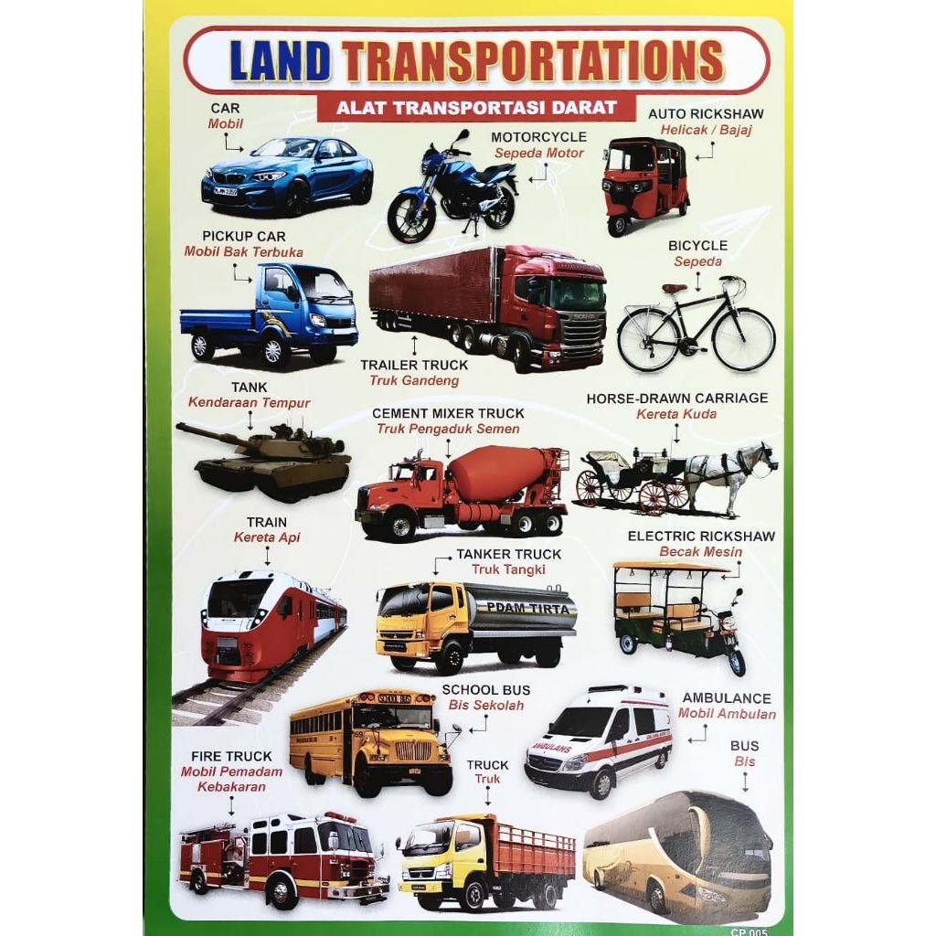 Poster Edukasi Anak / Transportasi Darat