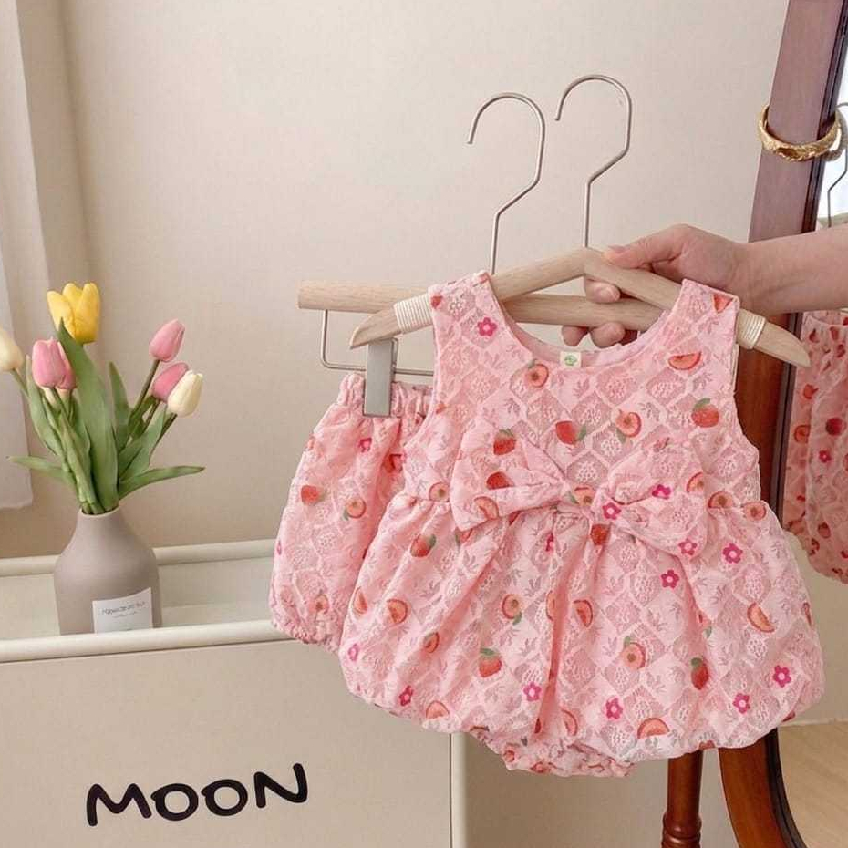 [Sweetie Dress] Setelan Baju Anak Perempuan Pita Tanpa Lengan Baju Anak Cewek Import Celana Balon
