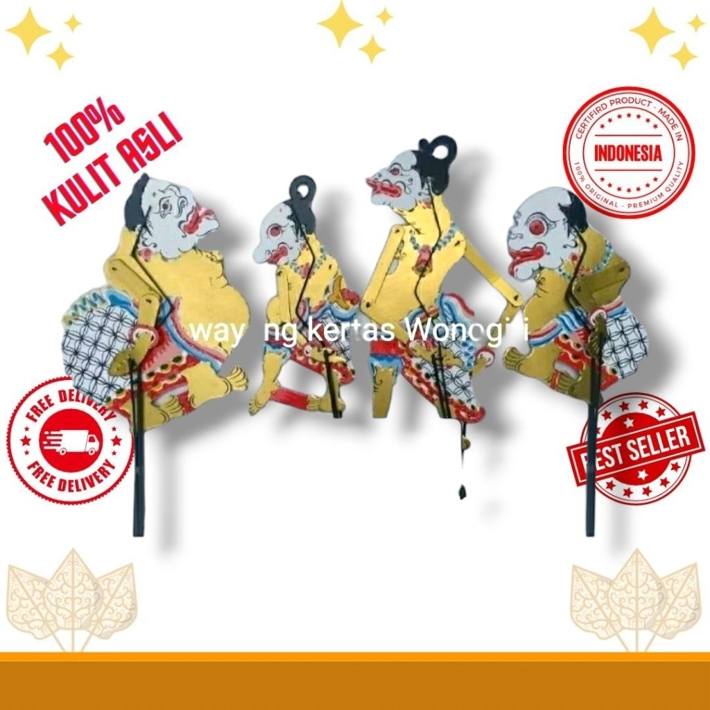 NAFLAH STORE Wayang Punokawan Emas Semar Gareng Petruk Bagong
