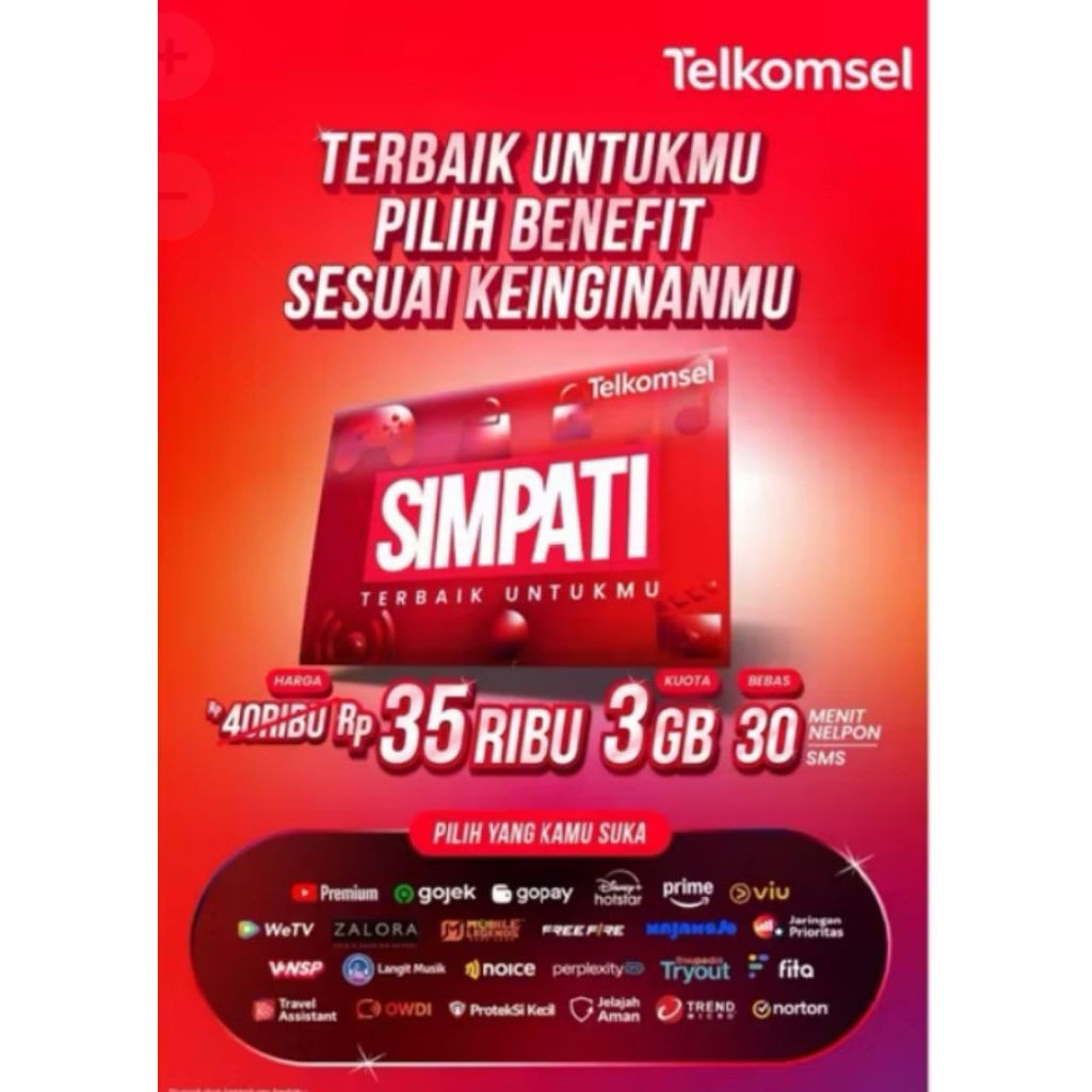 Kartu Perdana Telkomsel Simpati 3GB Kuota Internet