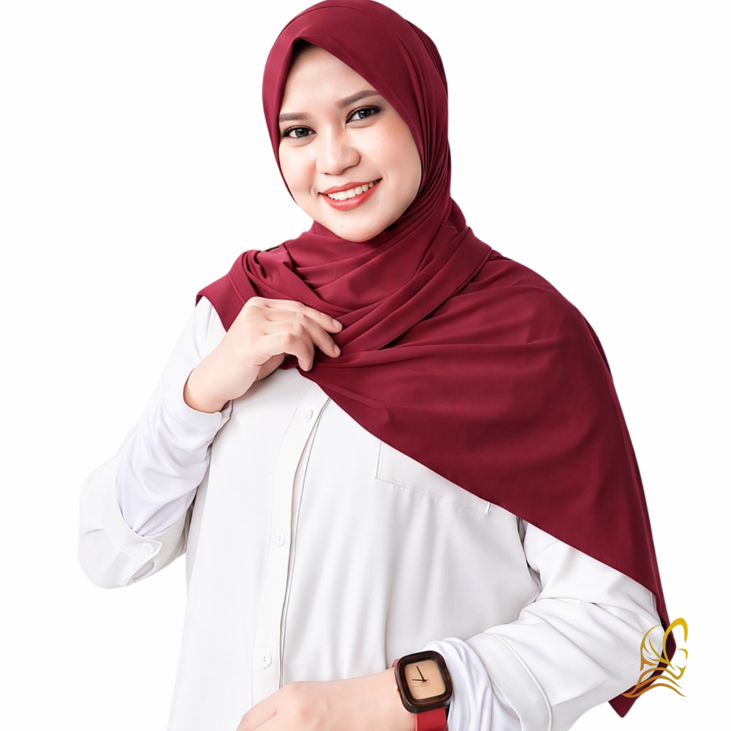 Jilbab Pashmina Instan Soft Pet Daily - Hijab Pastan Jersey Polos Simple, Lubang Headset & Masker