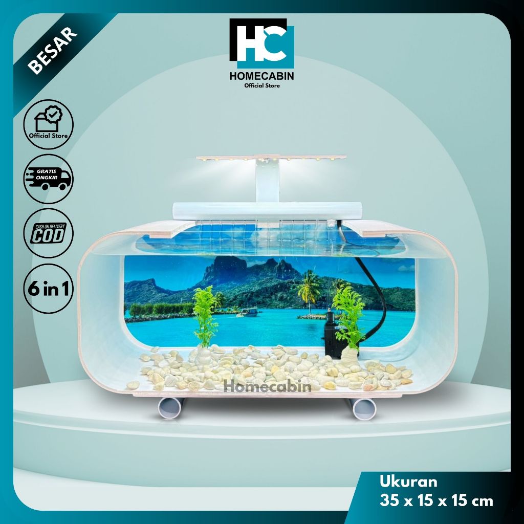 [BESAR] Aquarium Akrilik Lengkap dengan Pompa Filter dan Lampu Led / Aquarium Full Set / Aquarium Ak