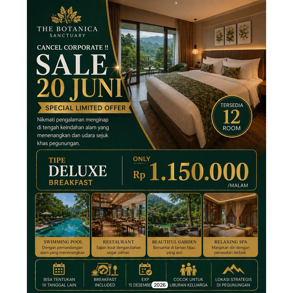VOUCHER HOTEL MENGINAP THE BOTANICA PUNCAK